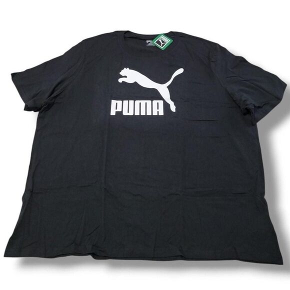 New Puma T-Shirt Size 4XL Puma Classic Logo Tee Black Puma Graphic Print T-Shirt - Picture 1 of 5